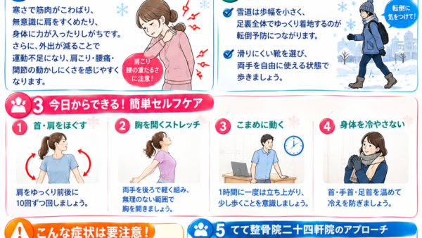【北海道の秋冬は要注意！】肩こり・腰痛・冷え・雪道対策で元気に冬を乗り切ろう！