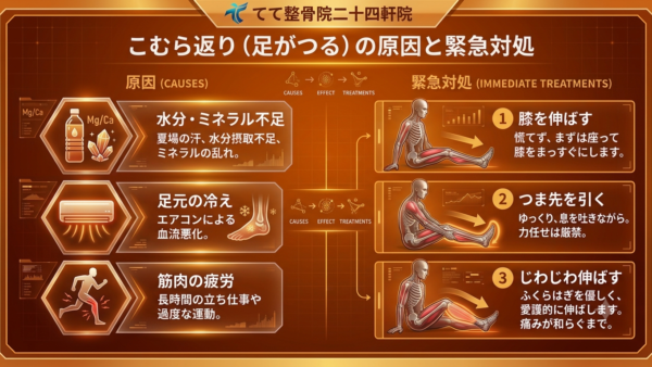 夜中に突然の激痛！「足がつる（こむら返り）」の原因と、つった時の緊急対処法