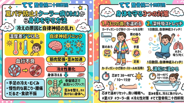 【夏バテ・自律神経の乱れに】クーラー病（冷え）から身体を守る3つの対策