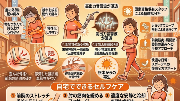 テニス肘の痛みを根本から解決する。てて整骨院が推奨する「ショックウェーブ（体外衝撃波）」の医学的アプローチ