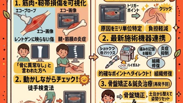 【痛みの原因が丸見え！？】手探りの施術はもう終わり！「エコー観察」でわかる驚きの真実