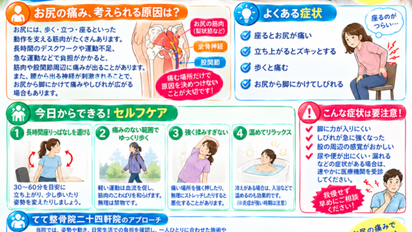 【座るとお尻が痛い…】その痛み、筋肉のこり？原因とセルフケアを解説！