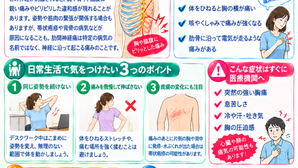 【胸や脇腹がピリッと痛む！】肋間神経痛の原因とセルフケア